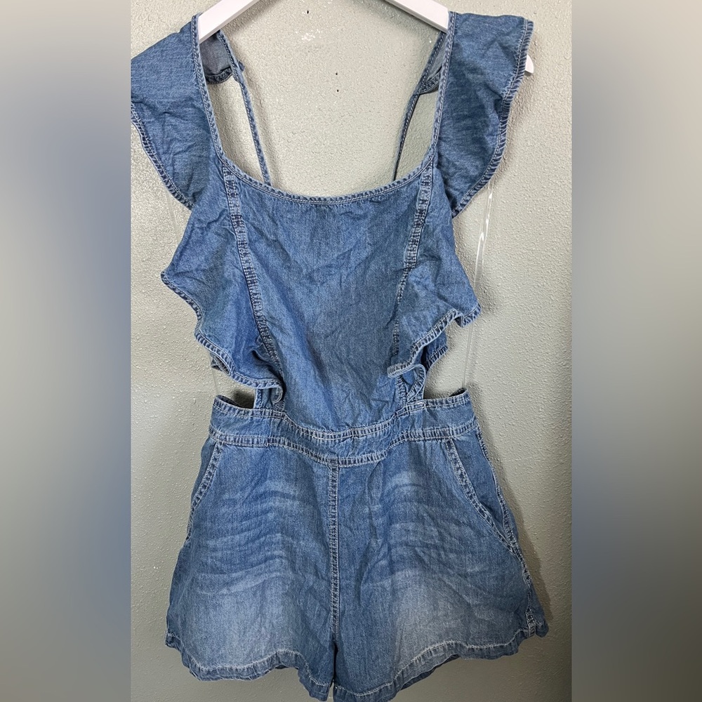 DO+BE Light Blue Denim Ruffled Romper